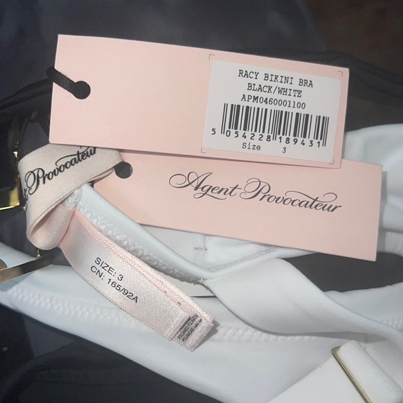 Agent Provocateur Racy Bikini Top in Black / White, size 3 new with tags - Picture 10 of 10